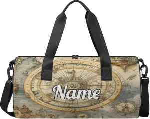 Custom Dance Duffel Bag Sport Backpacks Gyms and Weekend Overnight Travel Duffle Bag Birthday Christmas Halloween Waterproof, Ocean Compass