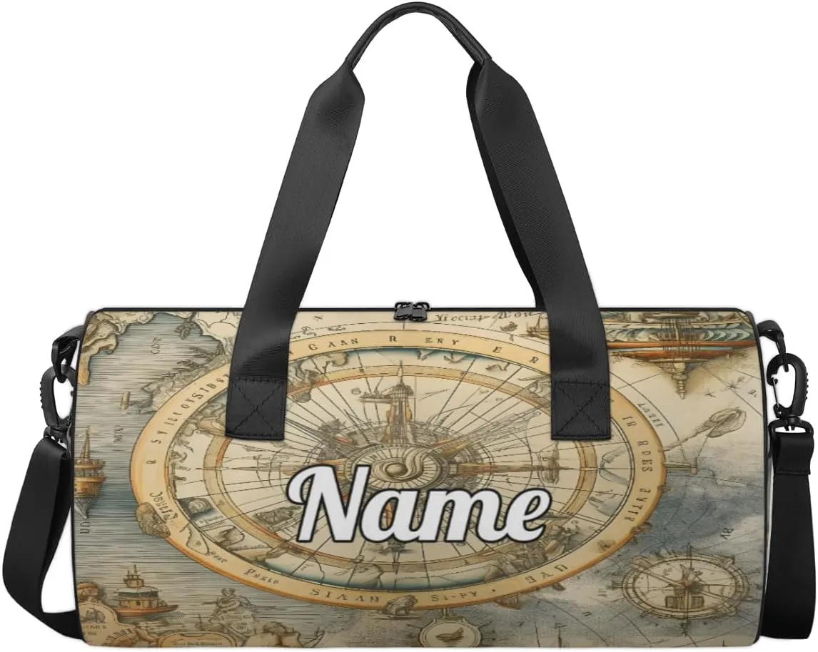 Custom Dance Duffel Bag Sport Backpacks Gyms and Weekend Overnight Travel Duffle Bag Birthday Christmas Halloween Waterproof, Ocean Compass