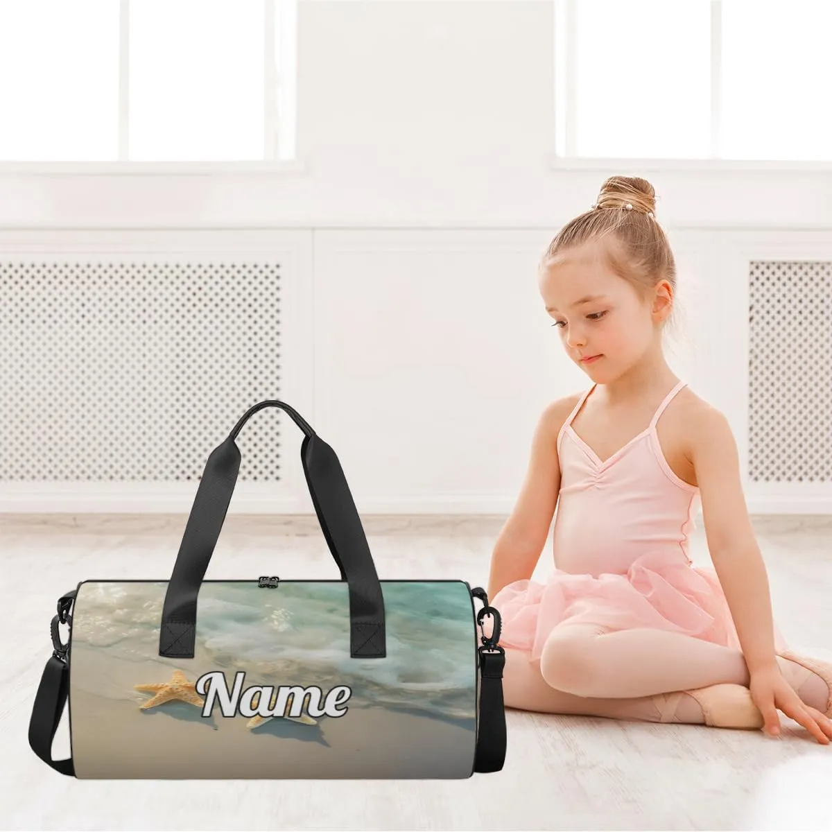 Custom Dance Duffel Bag Sport Backpacks Gyms and Weekend Overnight Travel Duffle Bag Birthday Christmas Halloween Waterproof, Sea Starfish Beach
