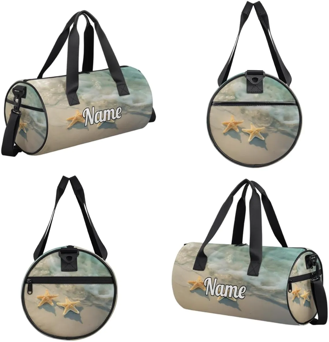 Custom Dance Duffel Bag Sport Backpacks Gyms and Weekend Overnight Travel Duffle Bag Birthday Christmas Halloween Waterproof, Sea Starfish Beach