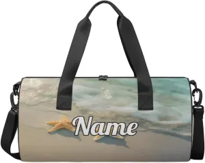 Custom Dance Duffel Bag Sport Backpacks Gyms and Weekend Overnight Travel Duffle Bag Birthday Christmas Halloween Waterproof, Sea Starfish Beach