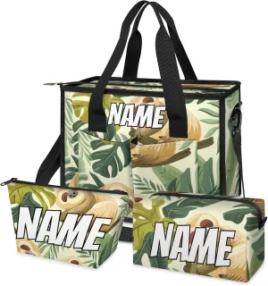 Custom Funny Sloth Travel Duffle Bags for Women Weekender Overnight Jungle Cute Sloth Carry on Tote for Airplanes Business Hospital Gym with Toiletry Bag 3Pcs Set