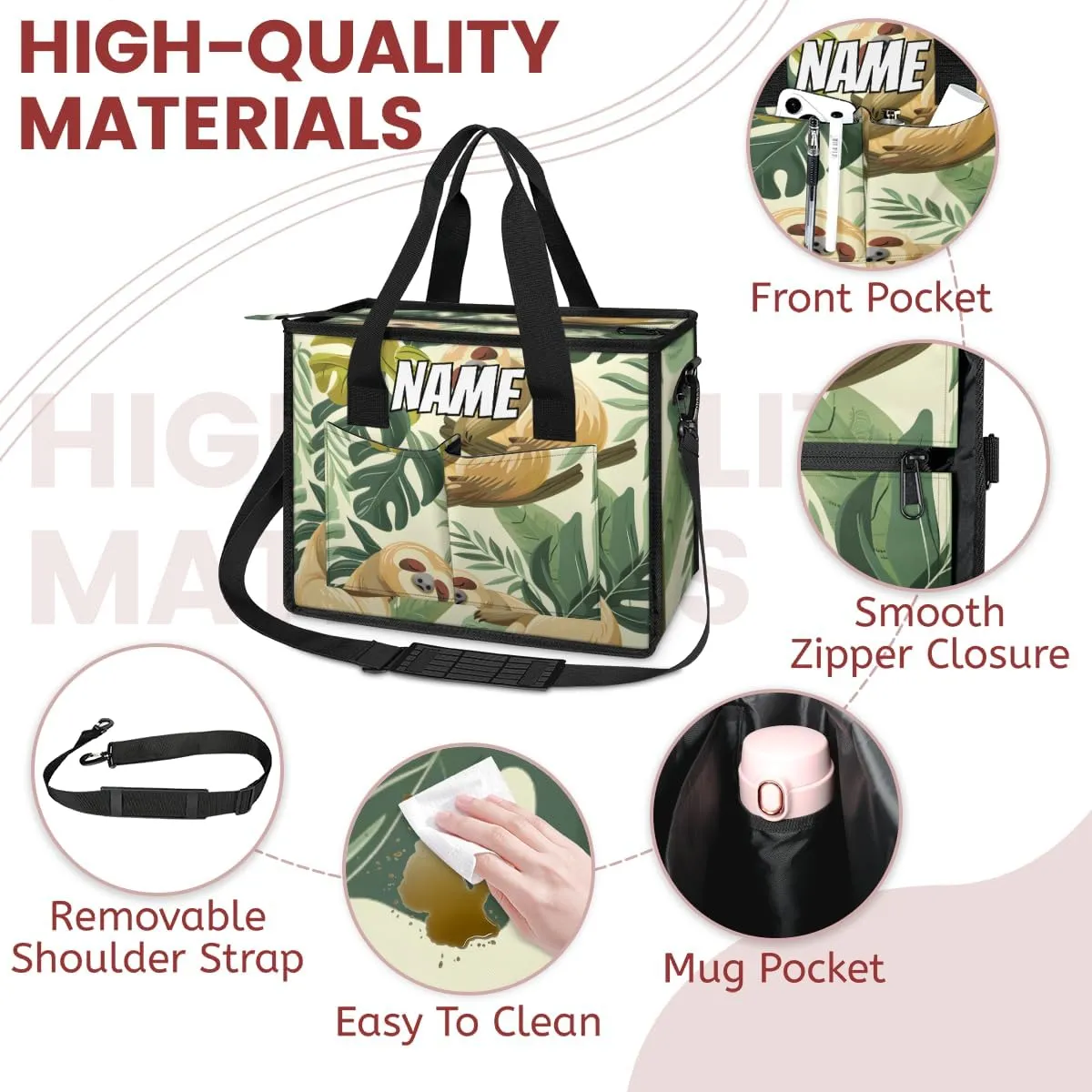 Custom Funny Sloth Travel Duffle Bags for Women Weekender Overnight Jungle Cute Sloth Carry on Tote for Airplanes Business Hospital Gym with Toiletry Bag 3Pcs Set