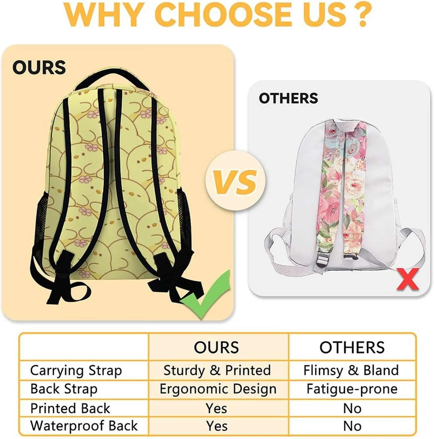 Custom Kids Backpack Gifts, 17 Inch Cute School Backpacks for Girls, Yellow Large Capacity Bookbag for Elementary School