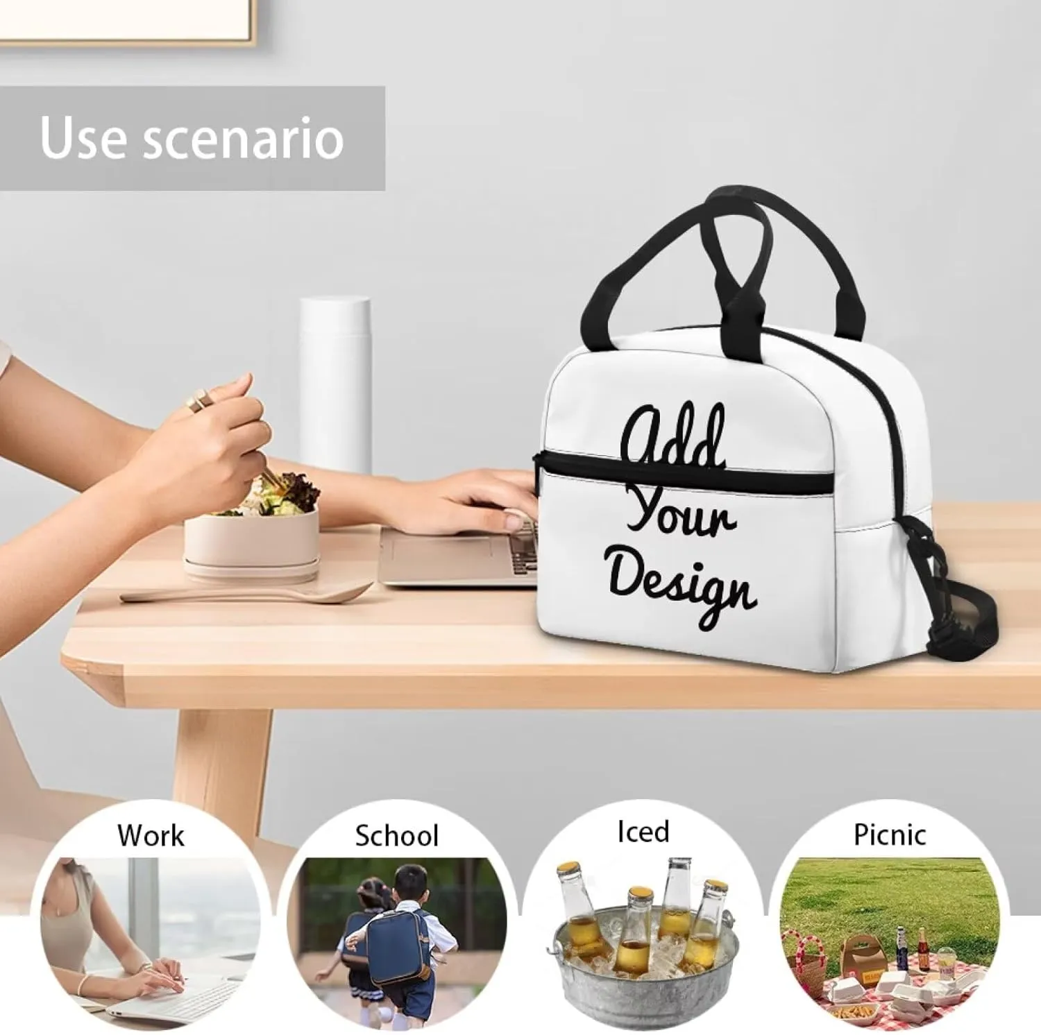 Custom Kids Lunch Bag Boys Crossbody Bag Style Lunchbox Pouch Personalized School Lunchbag with Top Handle Customized Name Lunch Box Pouch