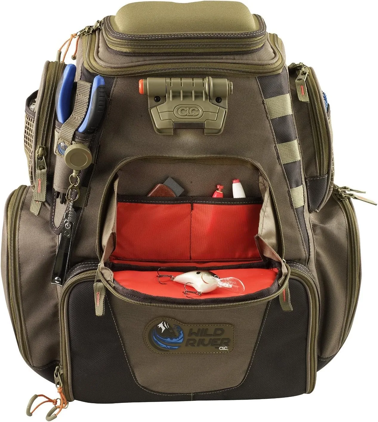 Custom Leathercraft Wild River CLC WT3505 Tackle Tek Mission Lighted Convertible Tackle Bag with Four PT3500 Trays, Small