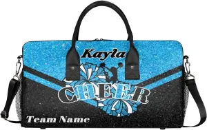 Custom Name Cheerleader Bag Personalized Gym Bag Sport Duffel Bags Customized Cheerleading Bag Overnight Bag, Blue Black Gillter