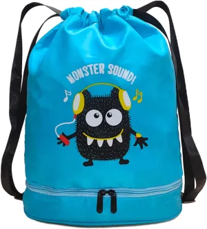 Cute beach bag,Drawstring Sport bag,beach backpack,Dry wet separation backpack, Suitable for swim, travel, camp, beach, dance (Blue)
