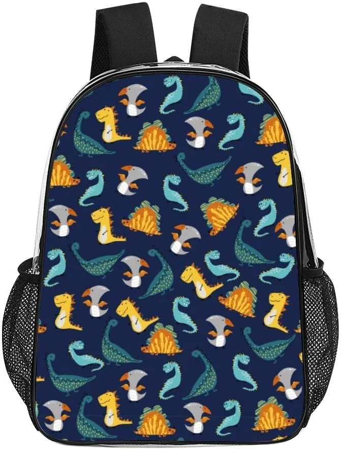 Cute Dinosaur Cartoon Clear Backpacks PVC Transparent Laptop Backpack Multipurpose Double Shoulder Bag for Men Women Gifts