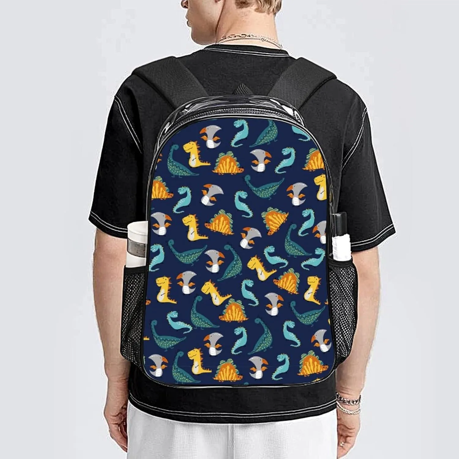 Cute Dinosaur Cartoon Clear Backpacks PVC Transparent Laptop Backpack Multipurpose Double Shoulder Bag for Men Women Gifts