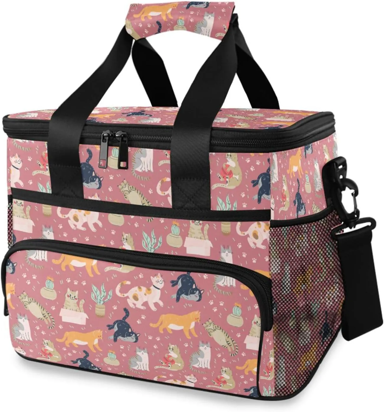 Cute Funny Cats Lunch Bag for Women Men 15L Insulated Lunch Box Large Leakproof Cooler Bag with Adjustable Shoulder Strap for Adult Work Picnic