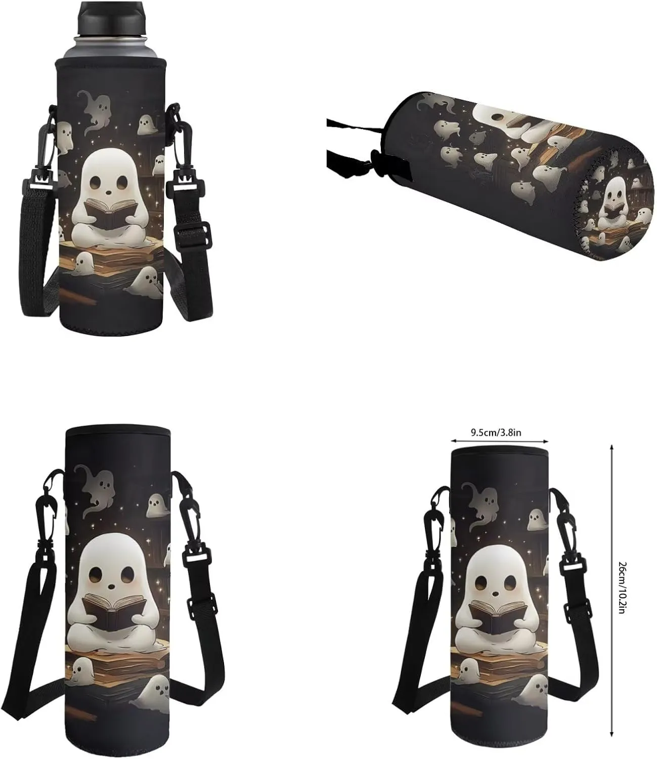 Cute Ghost Schoolbag for Girls 7Th Large Capacity Middle School Backpack With Lunch Box Kids with Lunch Box Pencil Case 4 Pcs Set Book Bag Travel Daypack Laptop Bags