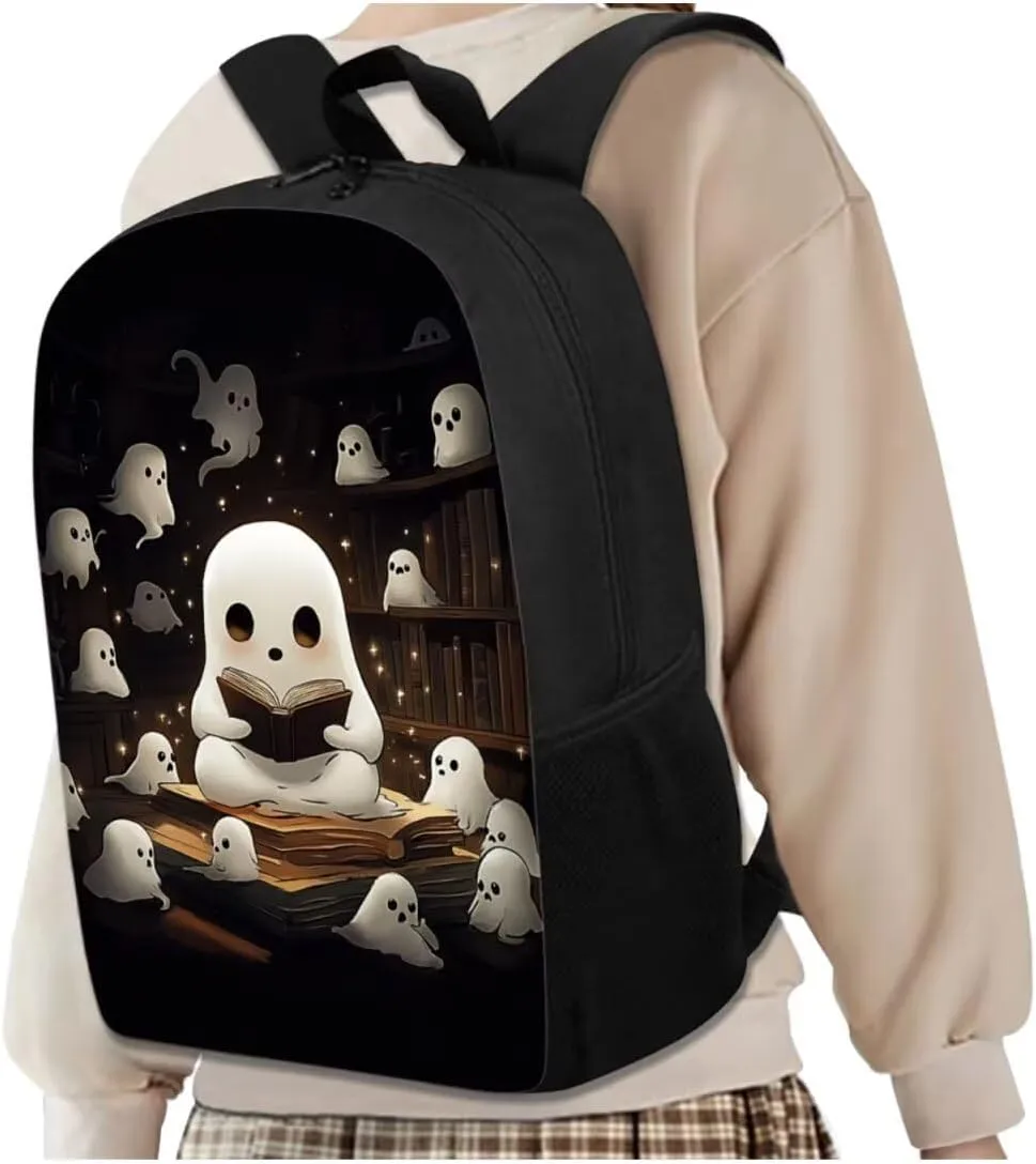 Cute Ghost Schoolbag for Girls 7Th Large Capacity Middle School Backpack With Lunch Box Kids with Lunch Box Pencil Case 4 Pcs Set Book Bag Travel Daypack Laptop Bags