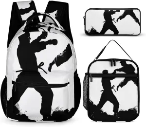 Cute Lunch Bag Backpacks Combo Set, Kickboxing Print Backpacks for Travel,adult Lunch Bag,3-in-1 Backpack Combo Set