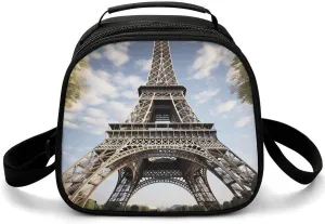 Cute Lunch Box for Men Women,Eiffel Tower French Paris Monument Reusable Insulated Lunch Bag Cooler for Work Picnic Or Travel