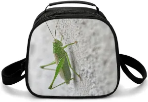 Cute Lunch Box for Men Women,Green Grasshopper Image Reusable Insulated Lunch Bag Cooler for Work Picnic Or Travel
