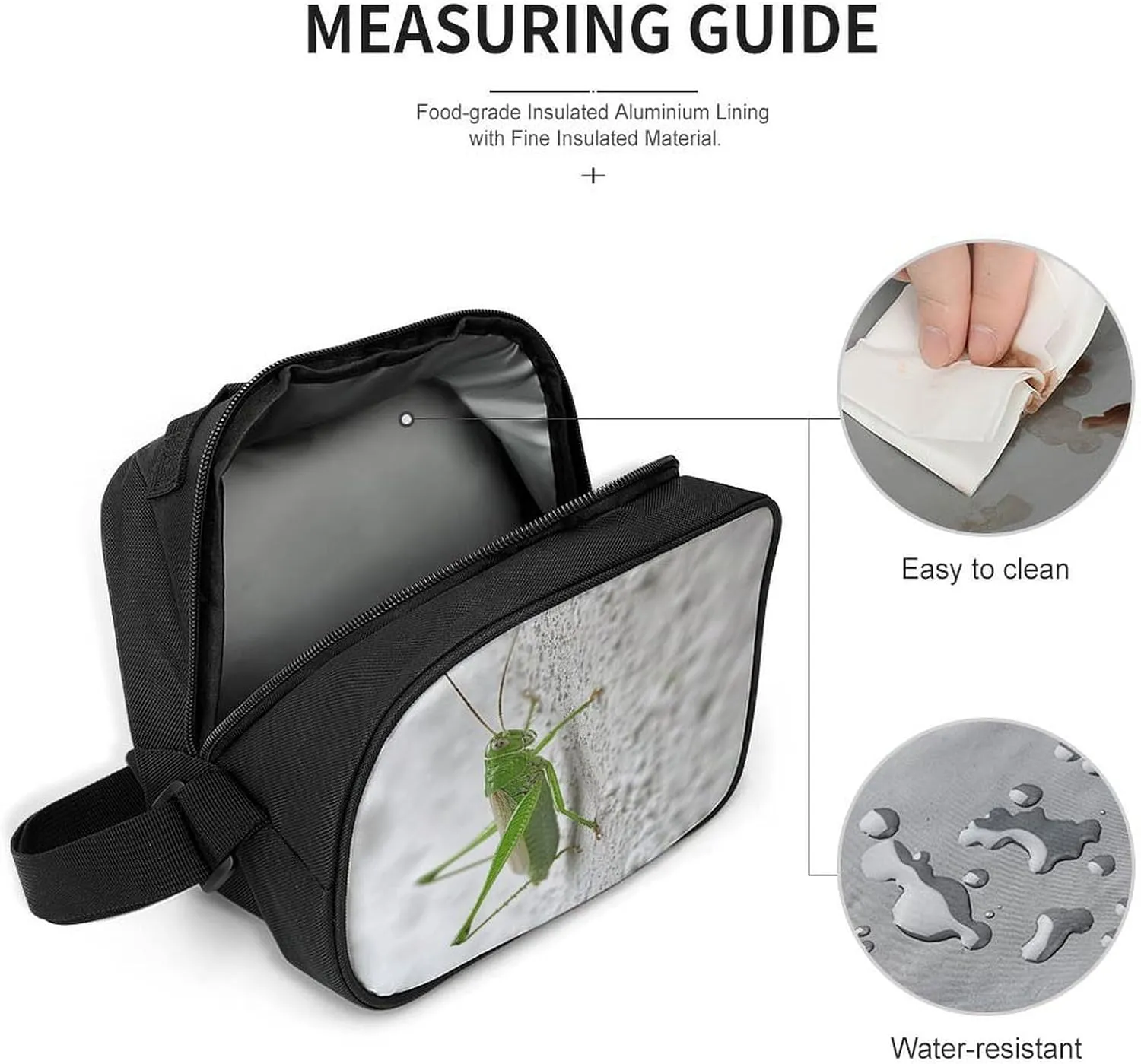 Cute Lunch Box for Men Women,Green Grasshopper Image Reusable Insulated Lunch Bag Cooler for Work Picnic Or Travel