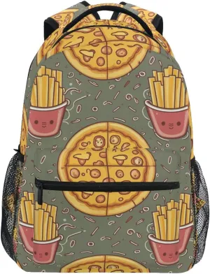Cute Pizzas Chips French Fries Boys Girls Kids School Backpacks Bookbag, School Bag Travel Backpack Daypack