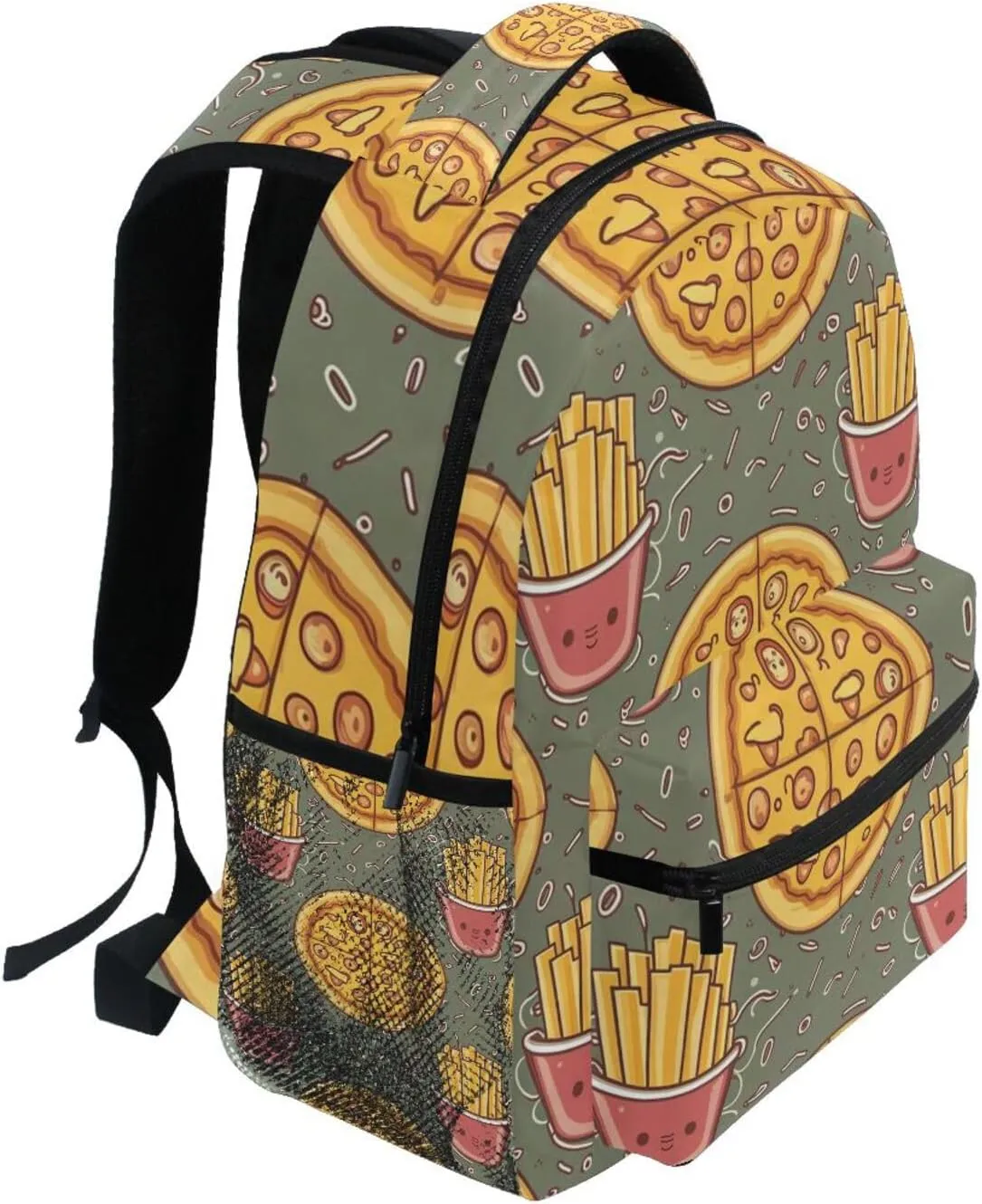 Cute Pizzas Chips French Fries Boys Girls Kids School Backpacks Bookbag, School Bag Travel Backpack Daypack
