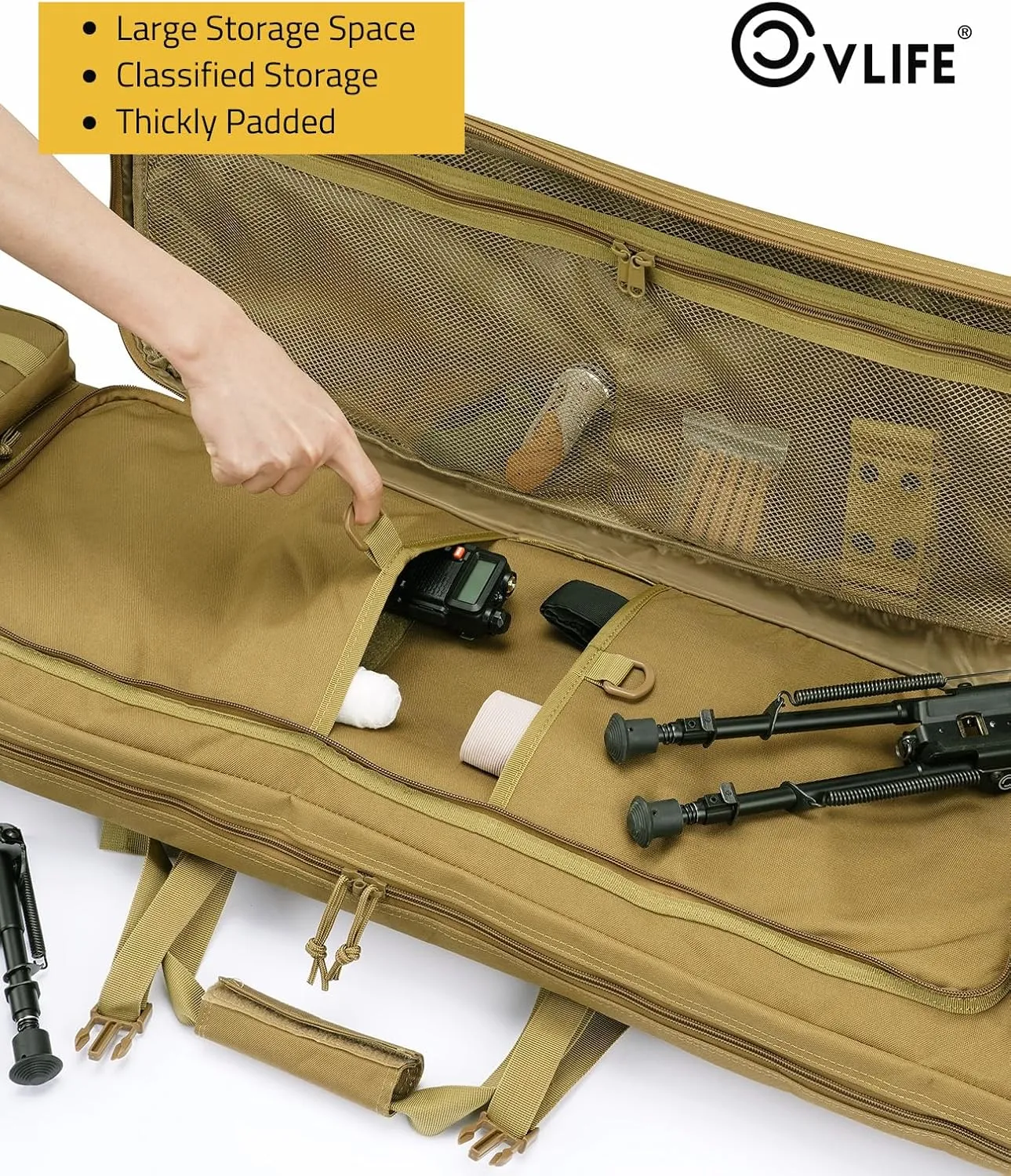 CVLIFE 36" 42" 46" Soft Rifle Case Tactical Double Long Gun Bag,with Lockable Zipper and Backpack Strap,Rifle Backpack Rifle Bag Gun Case for Outdoor Hunting Shooting Range