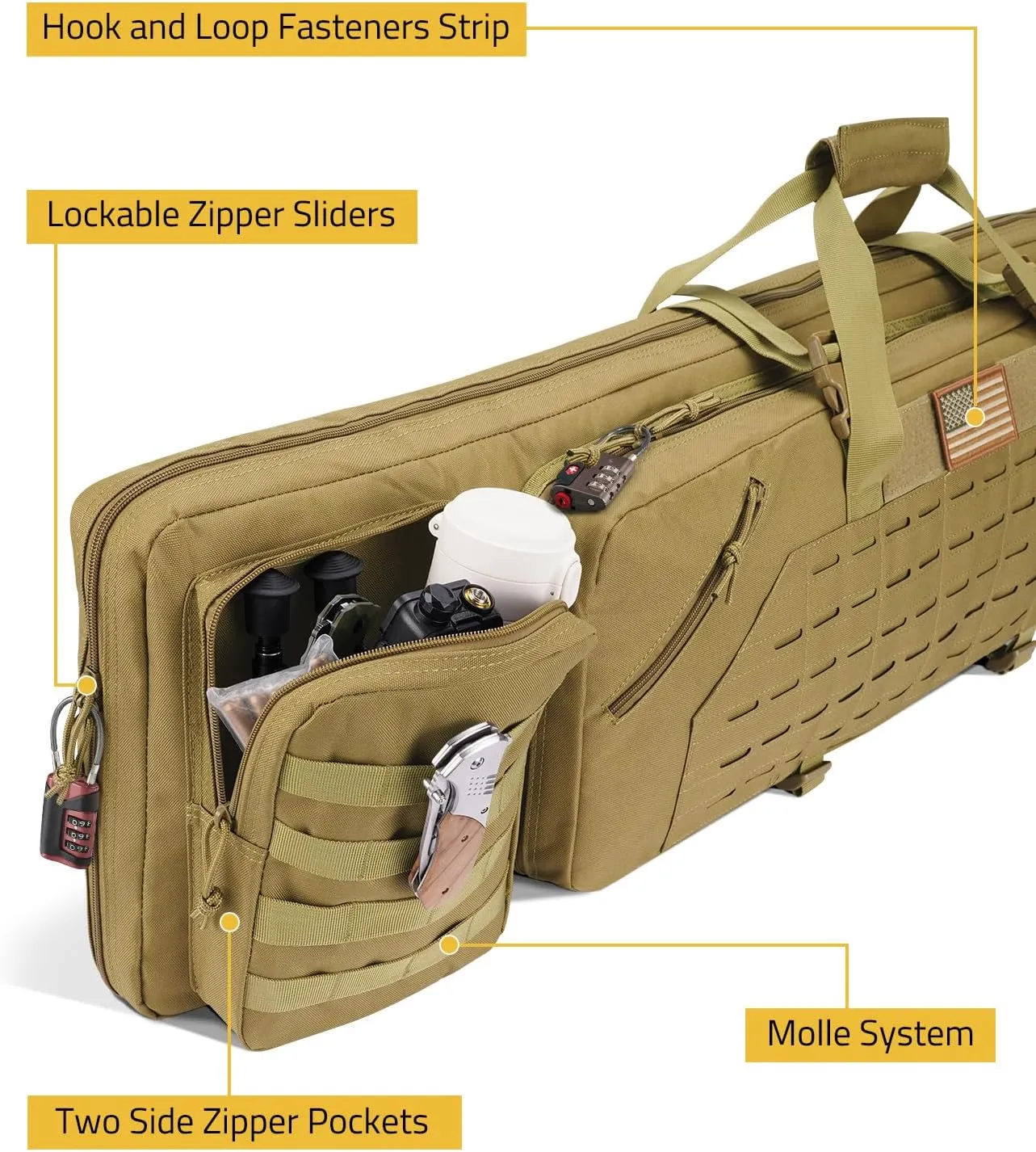 CVLIFE 36" 42" 46" Soft Rifle Case Tactical Double Long Gun Bag,with Lockable Zipper and Backpack Strap,Rifle Backpack Rifle Bag Gun Case for Outdoor Hunting Shooting Range