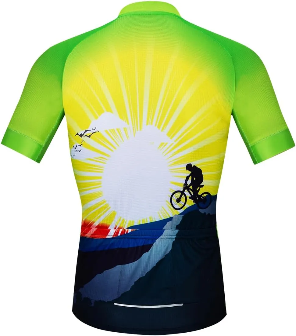 Cycling Jerseys Men,Mountain Bike Jersey Summer Short Sleeve Breathable Bicycle Tops Riding Bike Shirts Quick Dry