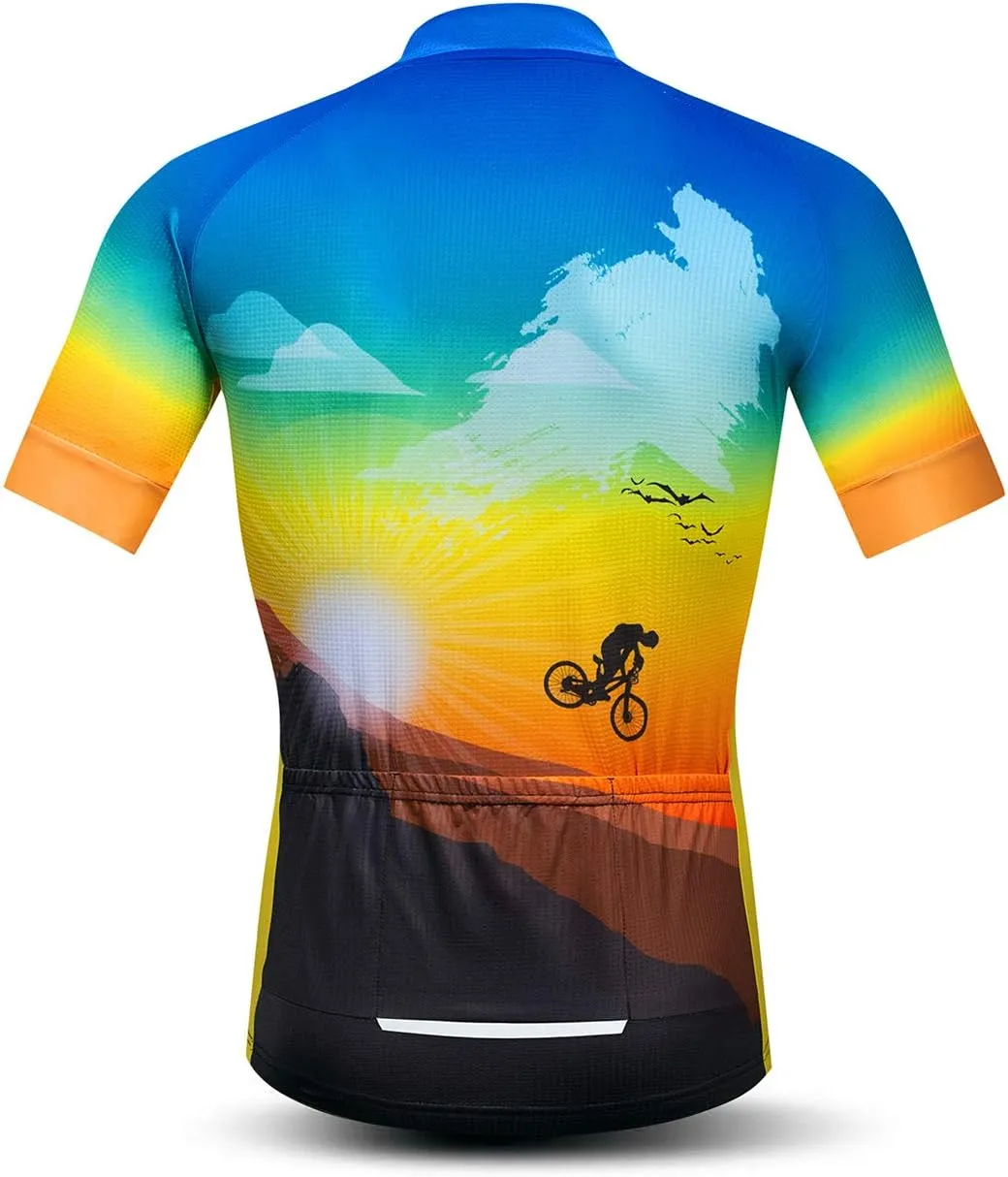 Cycling Jerseys Men,Mountain Bike Jersey Summer Short Sleeve Breathable Bicycle Tops Riding Bike Shirts Quick Dry
