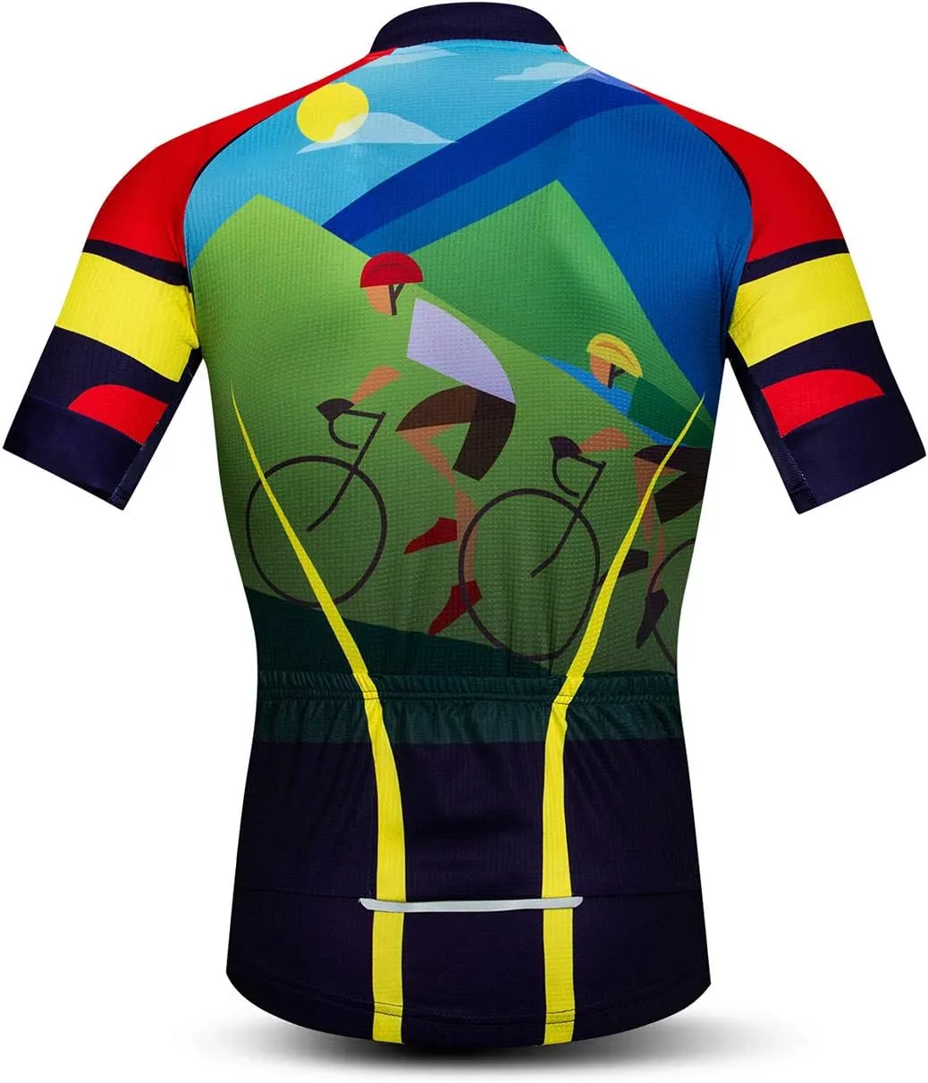 Cycling Jerseys Men,Mountain Bike Jersey Summer Short Sleeve Breathable Bicycle Tops Riding Bike Shirts Quick Dry
