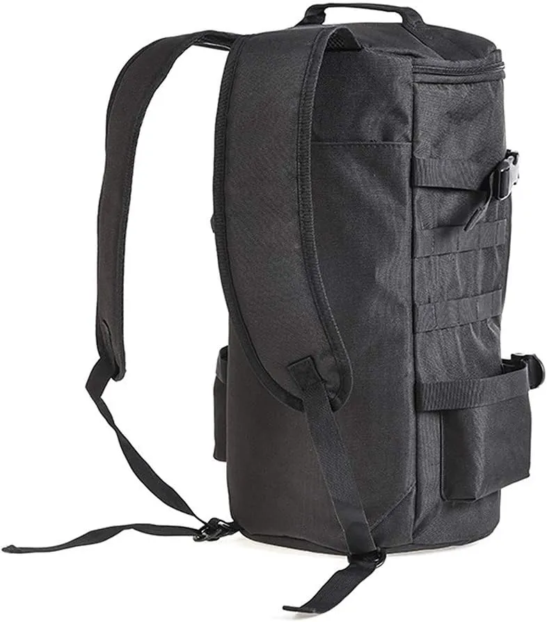Cylindrical Fishing Tackle Backpack, Water Resistance Fishing Backpack with Rod Holder, Large Fishing Bag for Fishing Gear, Multifunctional Large Fishing Carryall Bag Reel Lure Storage Bag(Black)