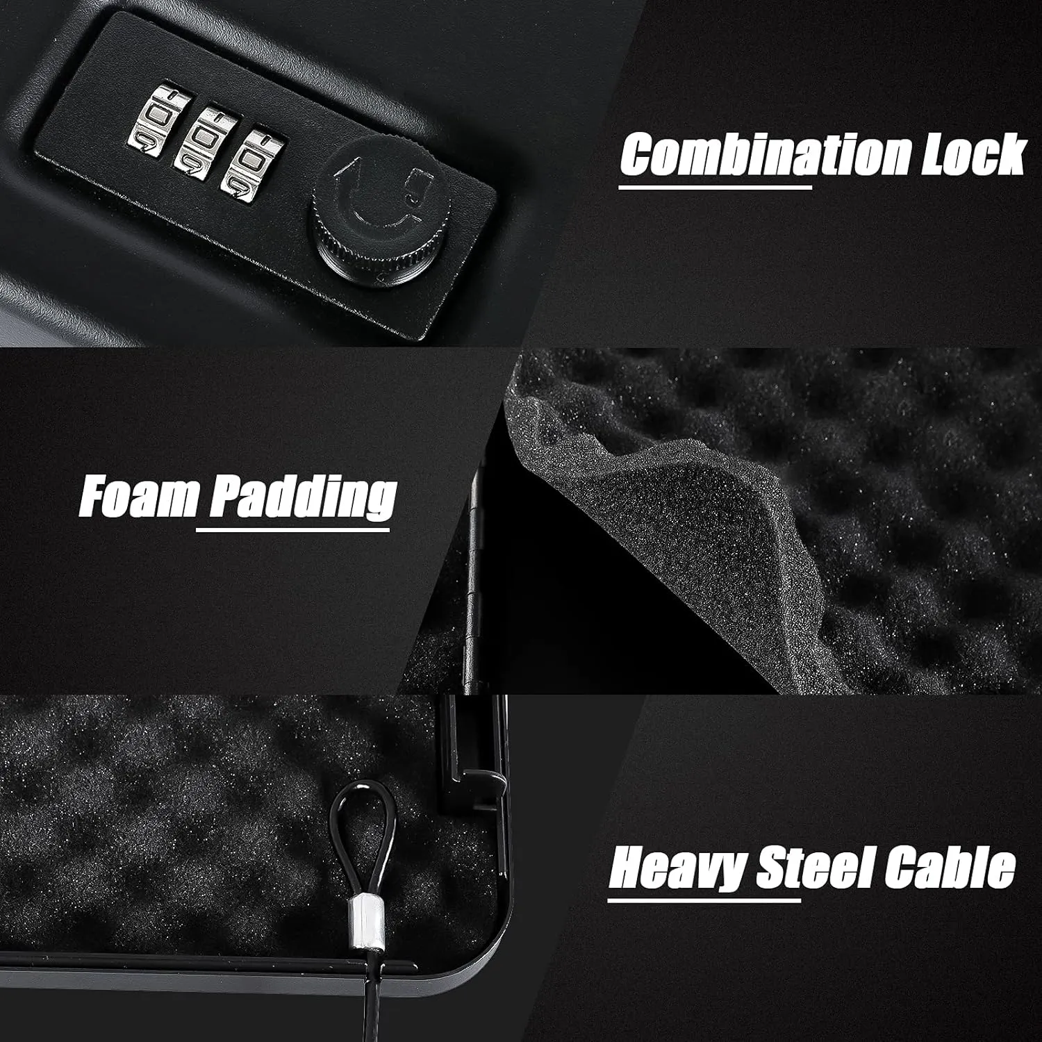 Dalmbox Gun Safe for Pistols Small Handgun Lock Box with Combination Lock Portable Travel Pistol Safe for Car, Home, Travel