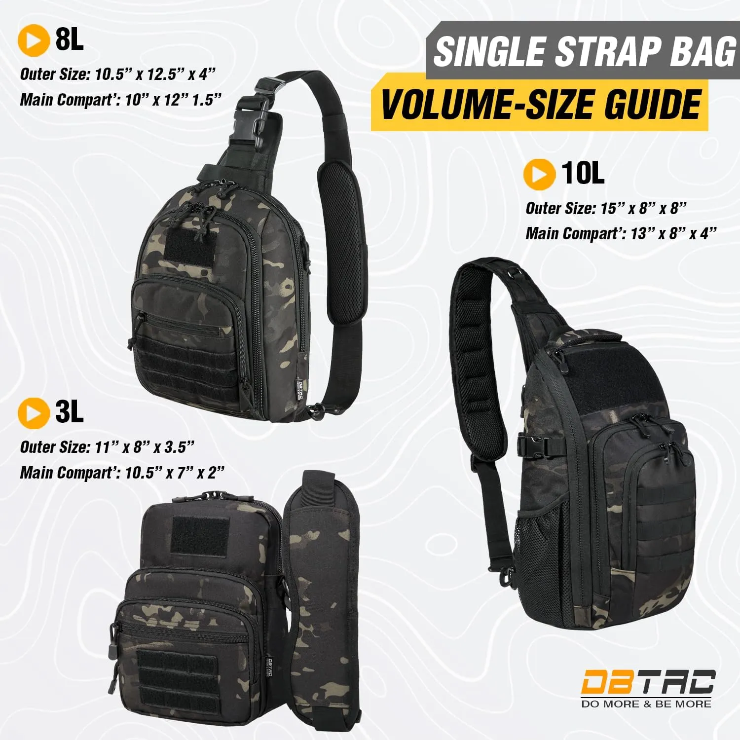 DBTAC Compact Gun Pouch w/Shoulder Strap | 3L CCW Crossbody Travel Bag Tactical Shoulder Bag w/Gun Holder, Black Camo