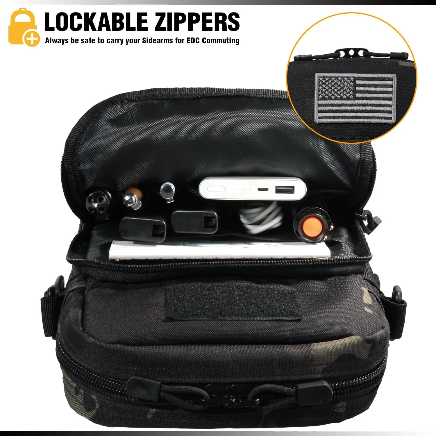DBTAC Compact Gun Pouch w/Shoulder Strap | 3L CCW Crossbody Travel Bag Tactical Shoulder Bag w/Gun Holder, Black Camo