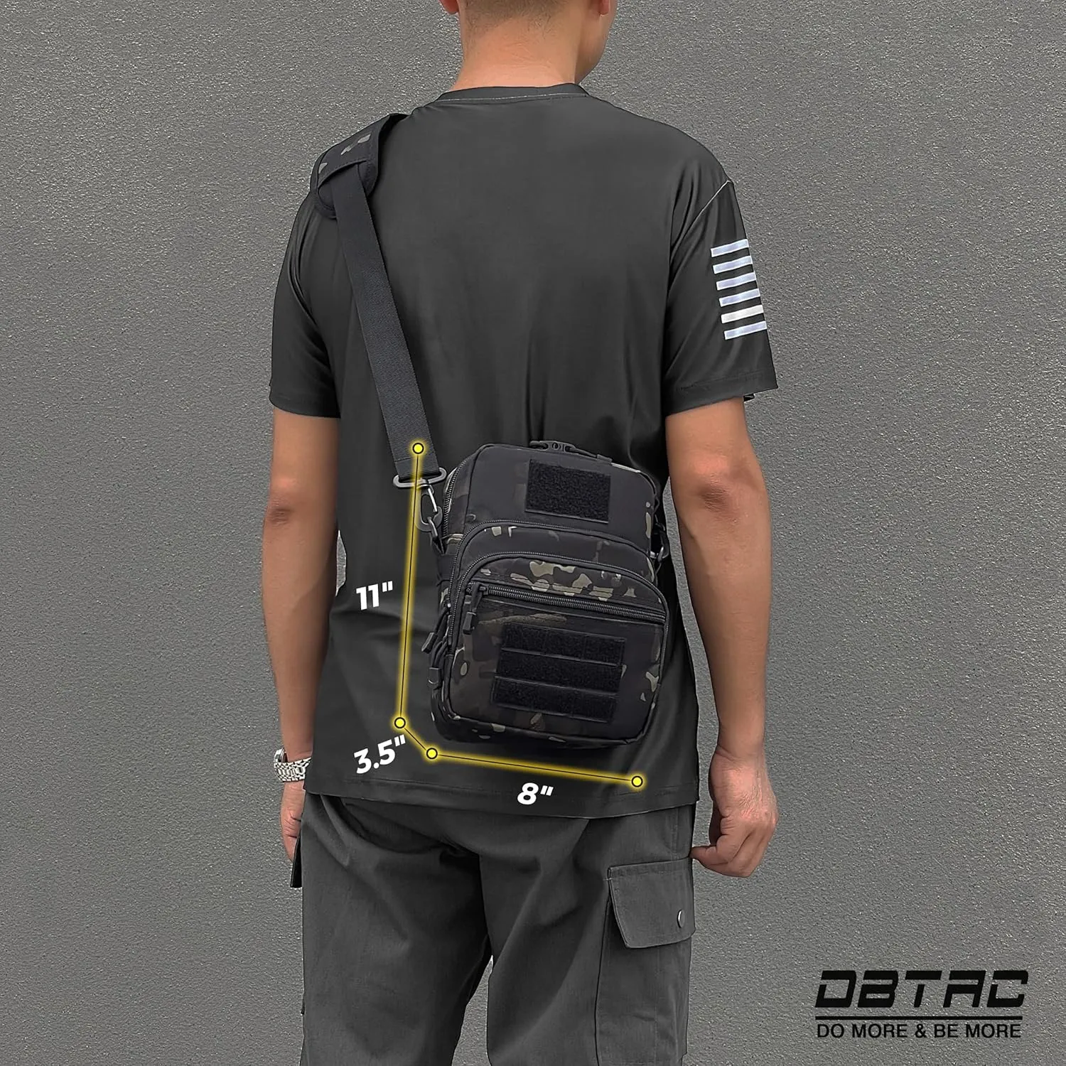DBTAC Compact Gun Pouch w/Shoulder Strap | 3L CCW Crossbody Travel Bag Tactical Shoulder Bag w/Gun Holder, Black Camo