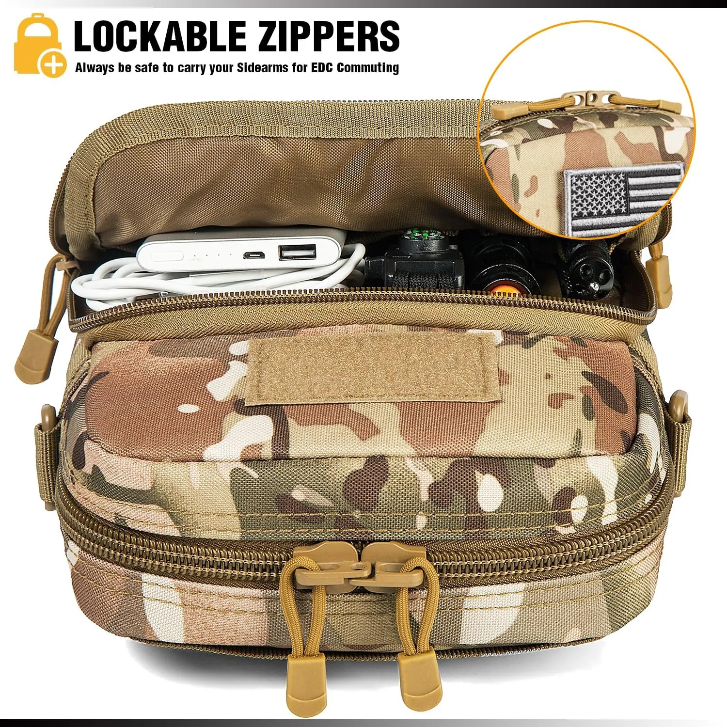 DBTAC Compact Gun Pouch w/Shoulder Strap | 3L CCW Crossbody Travel Bag Tactical Shoulder Bag w/Gun Holder, CP Camo