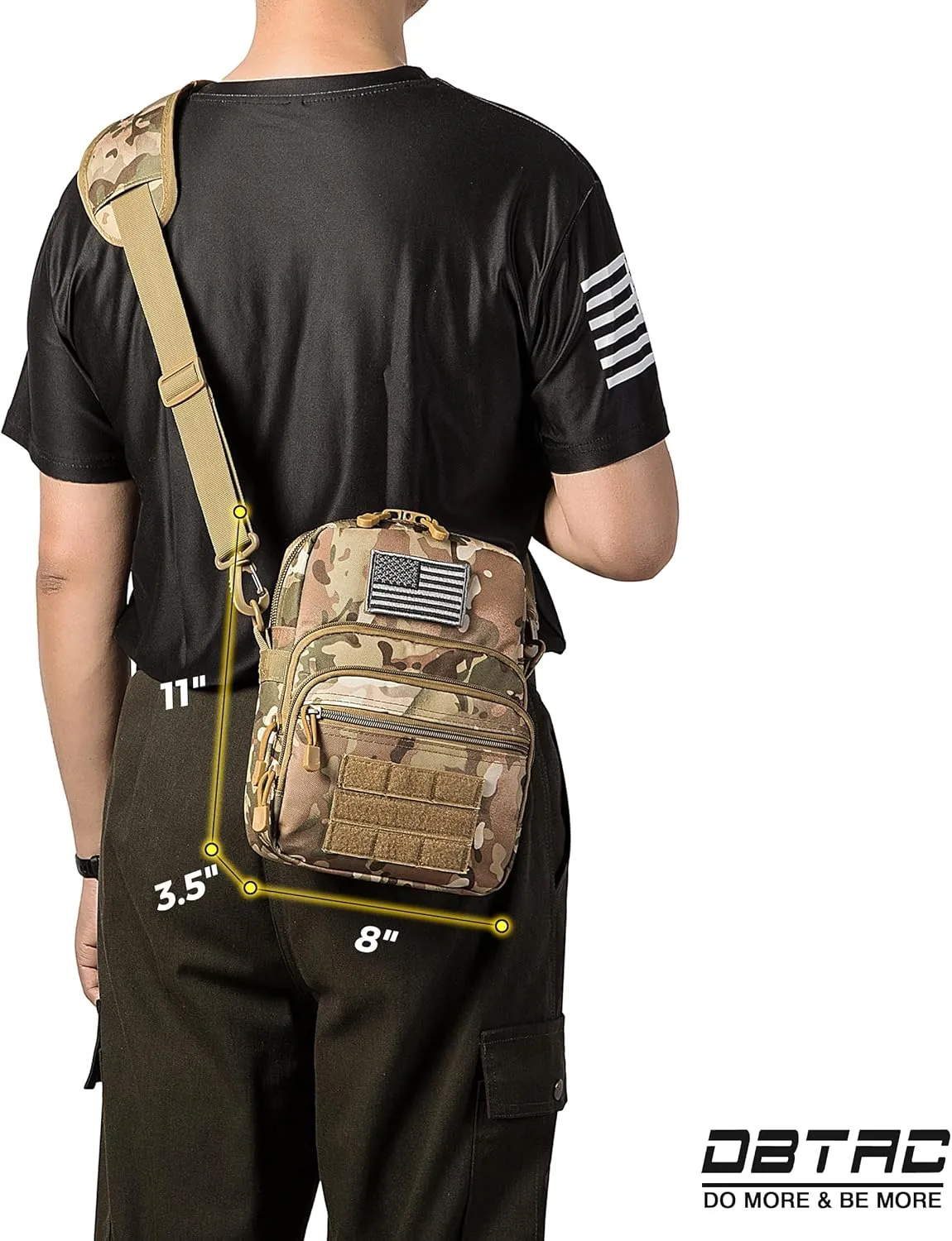 DBTAC Compact Gun Pouch w/Shoulder Strap | 3L CCW Crossbody Travel Bag Tactical Shoulder Bag w/Gun Holder, CP Camo