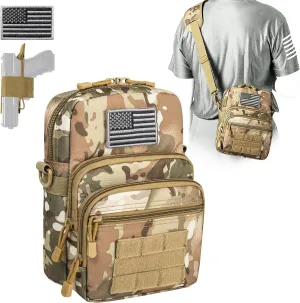DBTAC Compact Gun Pouch w/Shoulder Strap | 3L CCW Crossbody Travel Bag Tactical Shoulder Bag w/Gun Holder, CP Camo
