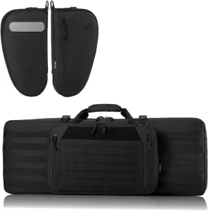 DBTAC Single Padded Pistol Bag Large (Black)   Double Rifle Bag 32" (Black), Lockable Zipper, Durable Material, Compact Design