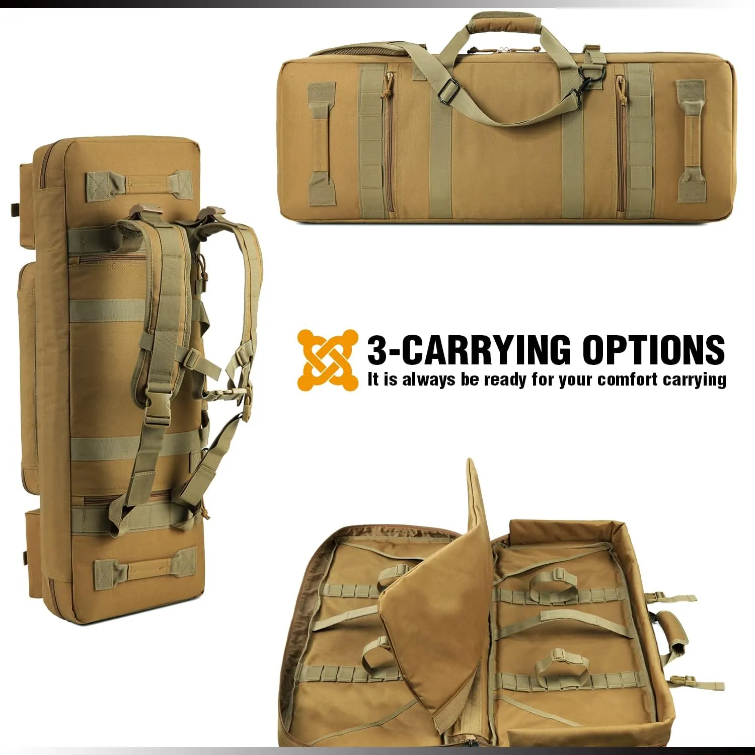 DBTAC Urban Classic Tactical Double Long Gun Bag Soft Rifle Case Pistol Transportation Case w/Backpack Strap for Range Shooting Outdoor Hunting | 32" 36" 42" 48"