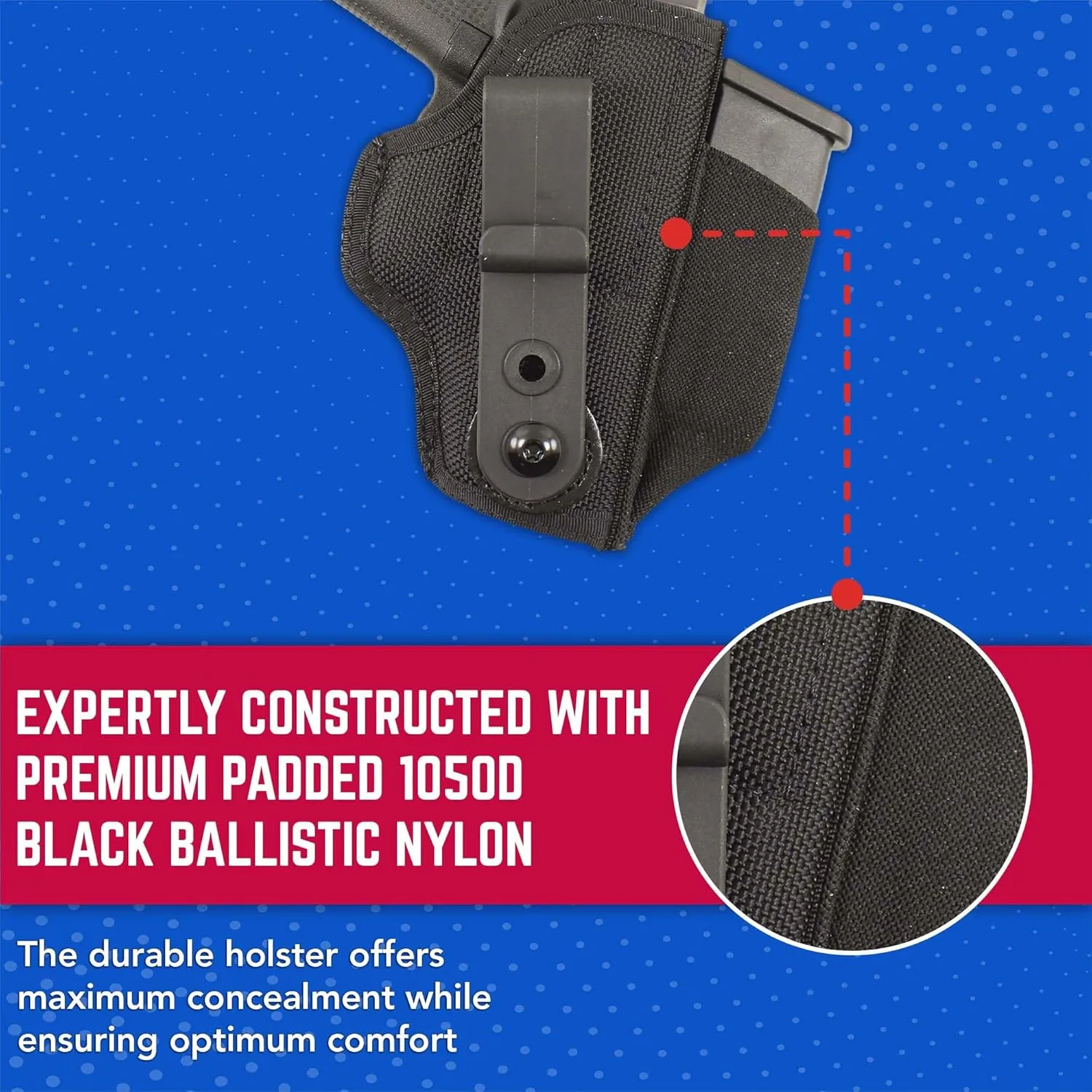 DeSantis Tuck-This II - IWB Gun Holster for Men and Women, Concealed Carry for Pistols, Ambidextrous, Made with 1050D Black Ballistic Nylon, Adjustable Belt Tab