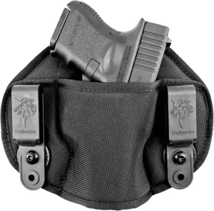 DeSantis Vanquisher Gun Holster, Tuckable IWB Holster, Made with Padded Ballistic Nylon, Ambidextrous, Black