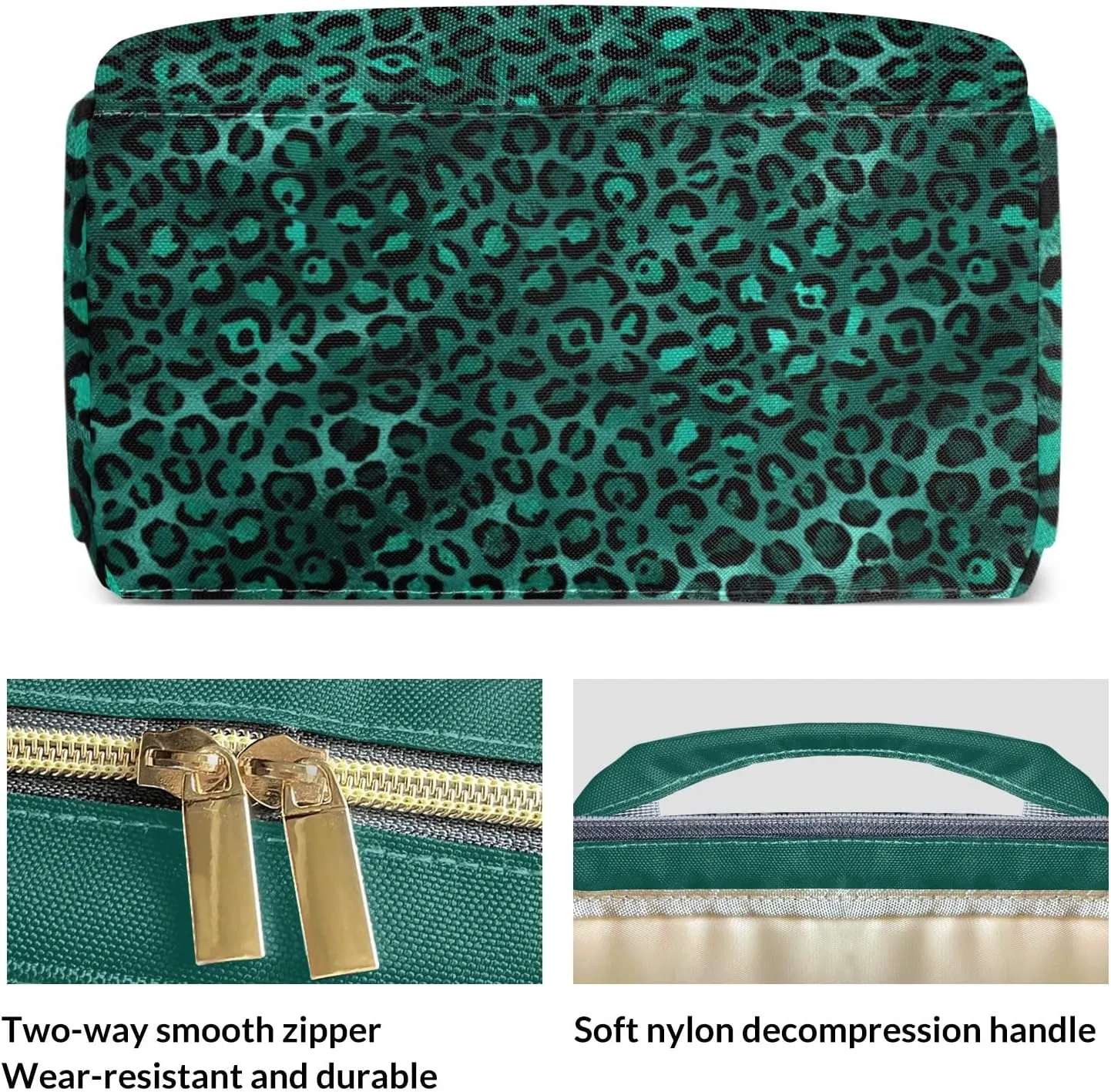 Diaper Bag Leopard Print Tote Bags Backpacks Personalized with text Mommy Present for Women Men Art Green
