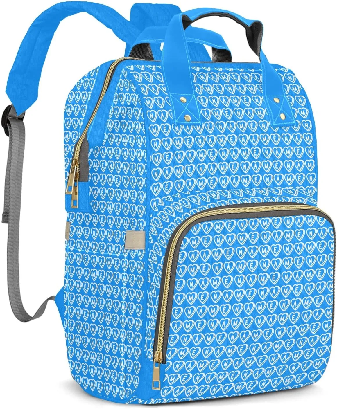 Diaper Bags Blue Tote Bags Backpack with Name Mommy Nursing Bags Gifts for Women Men