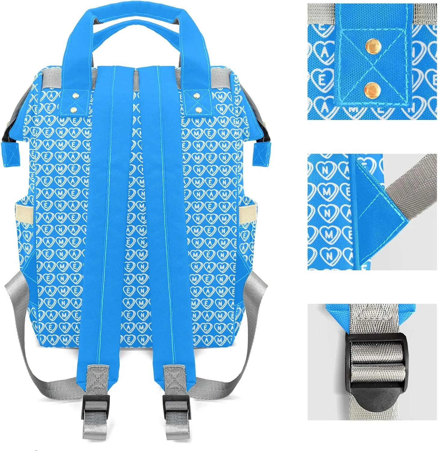 Diaper Bags Blue Tote Bags Backpack with Name Mommy Nursing Bags Gifts for Women Men