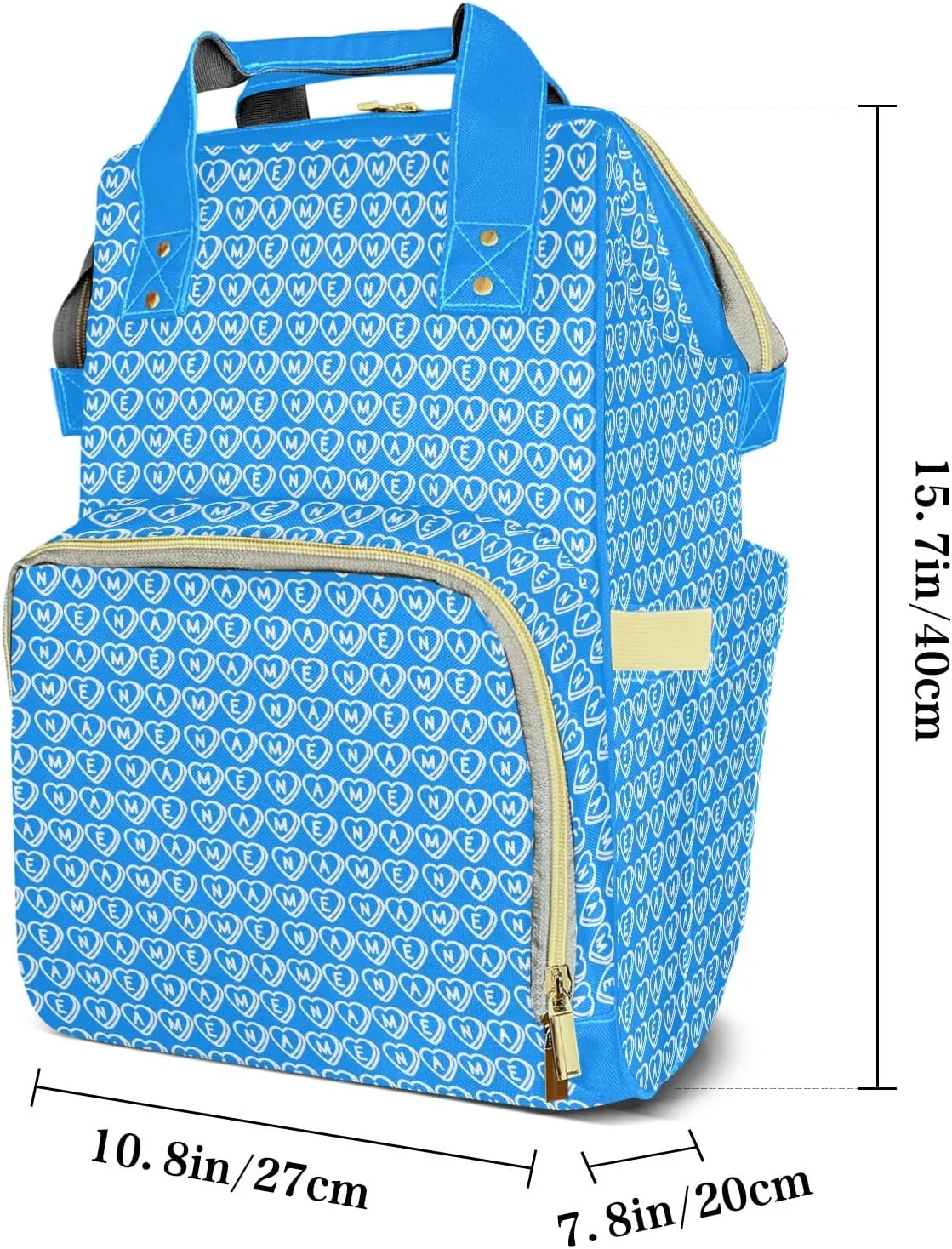 Diaper Bags Blue Tote Bags Backpack with Name Mommy Nursing Bags Gifts for Women Men