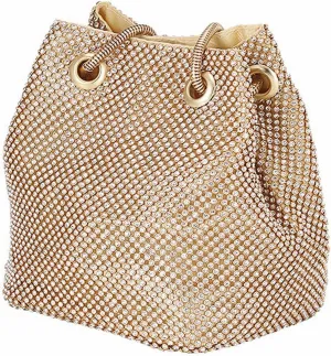 Dinner Party Bag Female Banquet Bag Dress Cheongsam Hold Bags Single Shoulder Crossbody Bags Diamond (Gold, One Size)