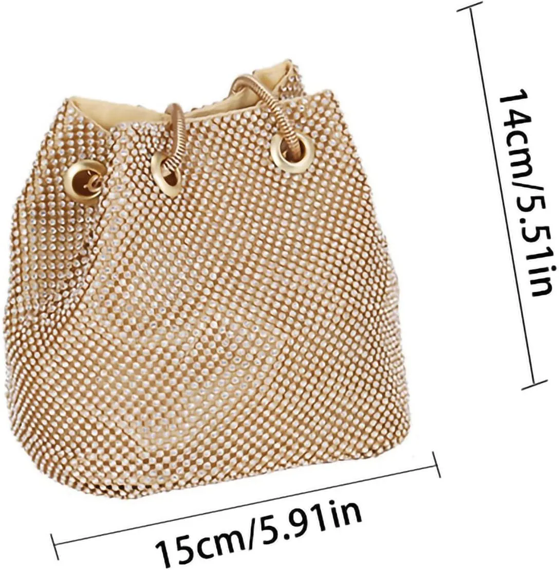 Dinner Party Bag Female Banquet Bag Dress Cheongsam Hold Bags Single Shoulder Crossbody Bags Diamond (Gold, One Size)