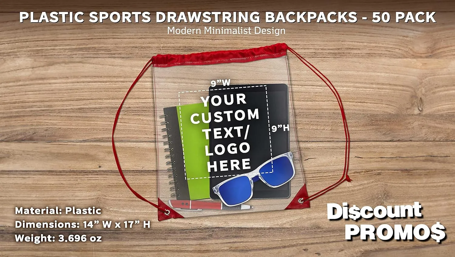 DISCOUNT PROMOS Plastic Drawstring Backpacks