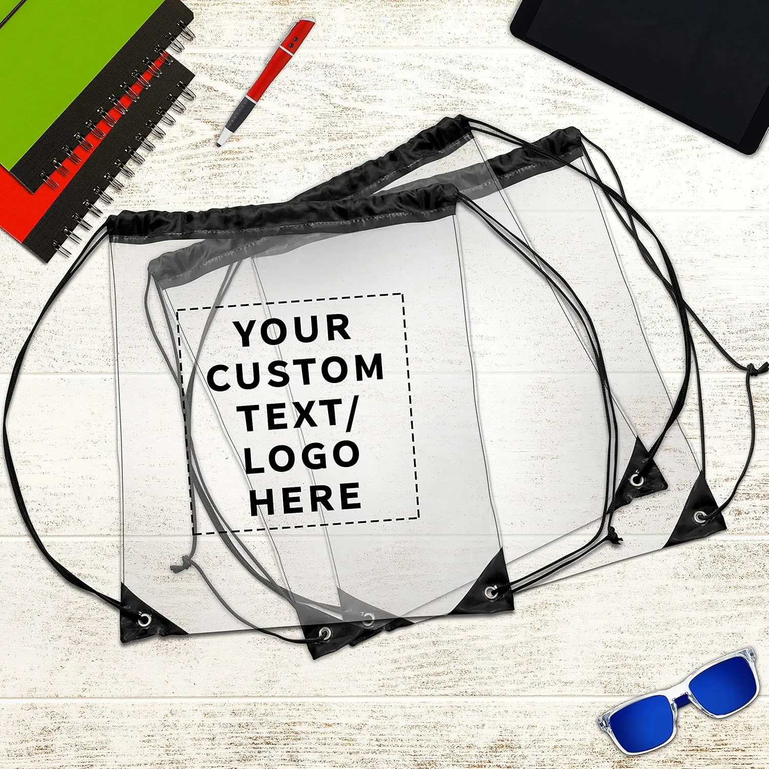 DISCOUNT PROMOS Plastic Drawstring Backpacks