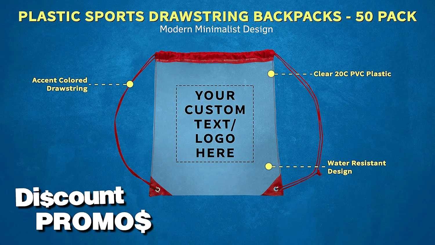 DISCOUNT PROMOS Plastic Drawstring Backpacks