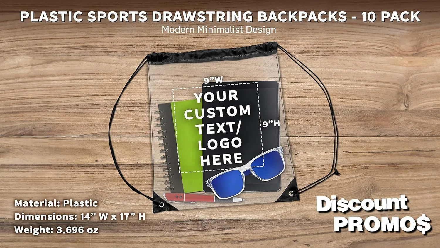 DISCOUNT PROMOS Plastic Drawstring Backpacks
